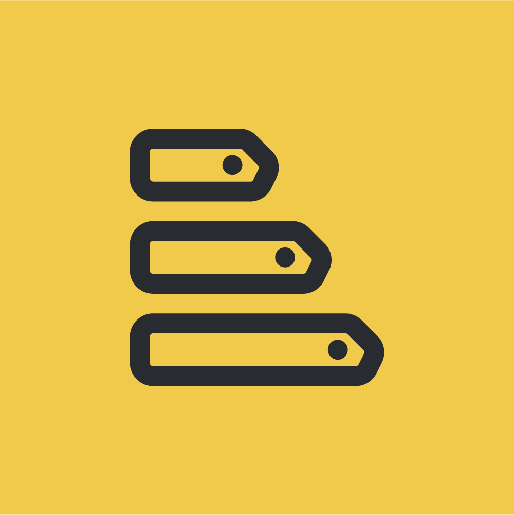 Icono de niveles de ajuste amarillo y negro representando configuración eléctrica