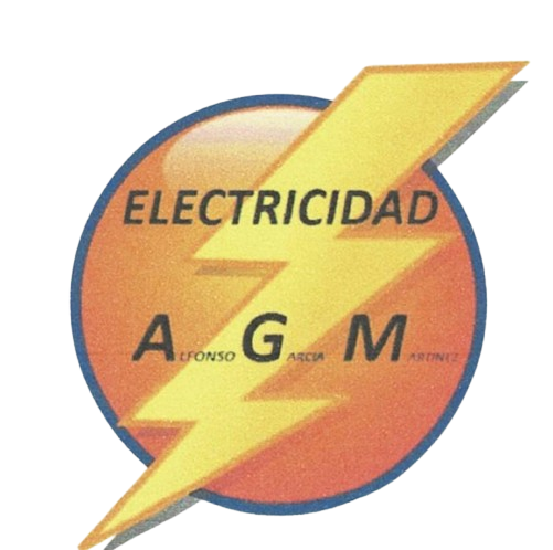 Favicon de Electricidad AGM con círculo naranja, rayo amarillo y letras AGM en fondo transparente